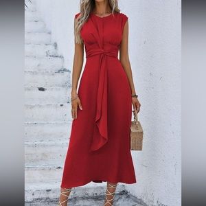 Luxe classic tie front A-lime dress